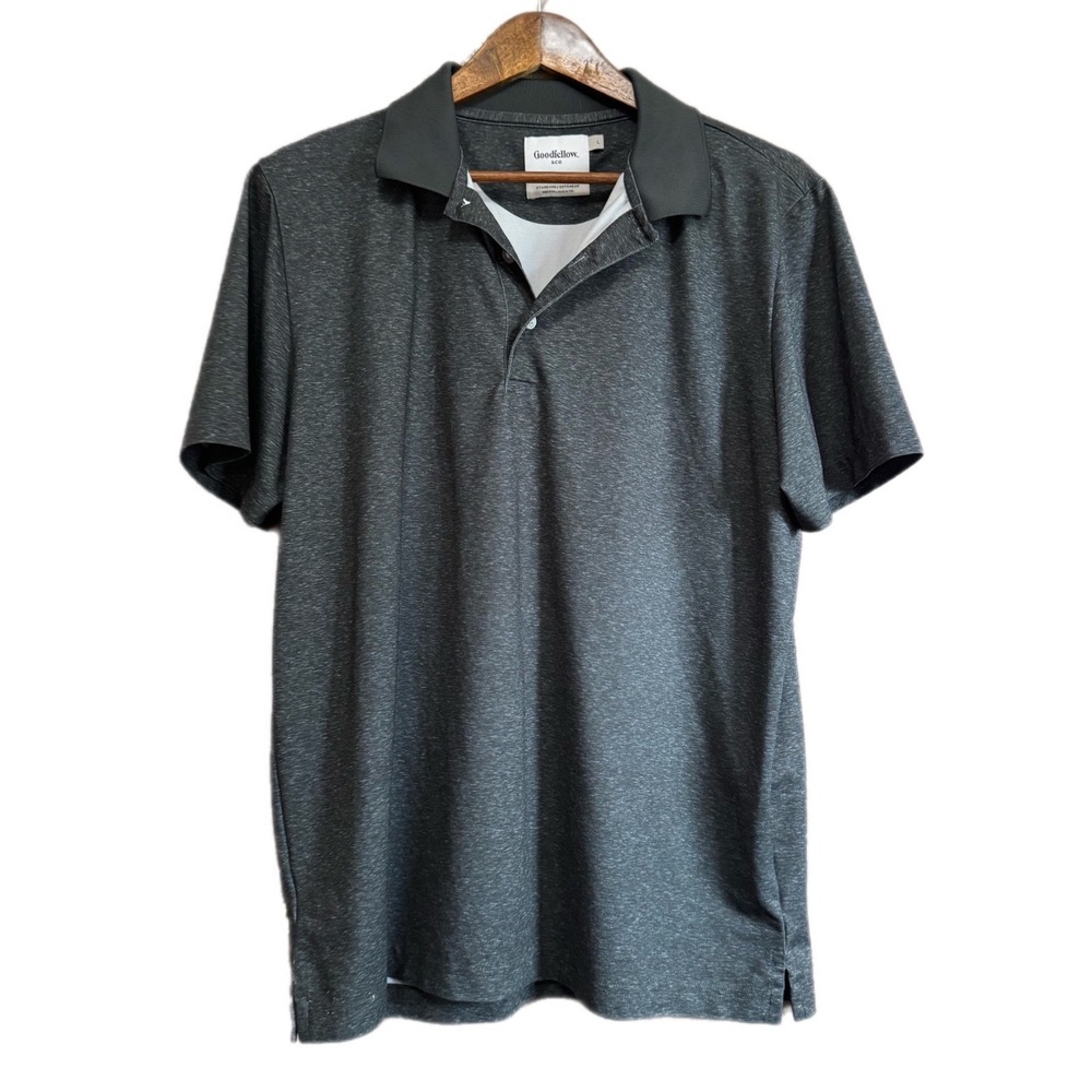 Goodfellow Polo Shirt Mens Large Gray Excellent Short Sleeve Space Dye Stretch